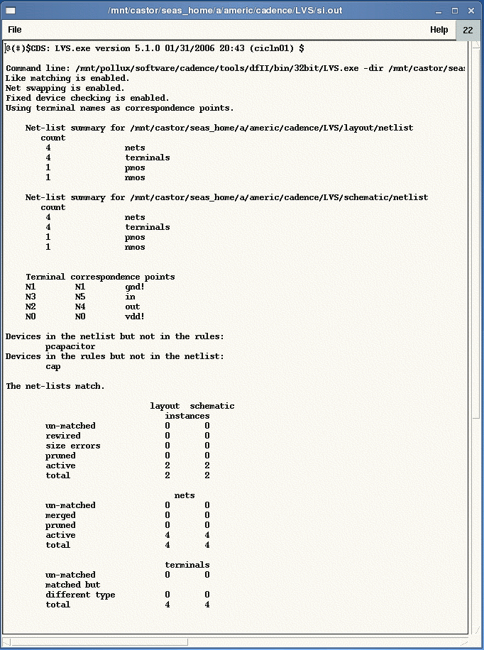 Cadence: Layout Versus Schematic (LVS) Verification